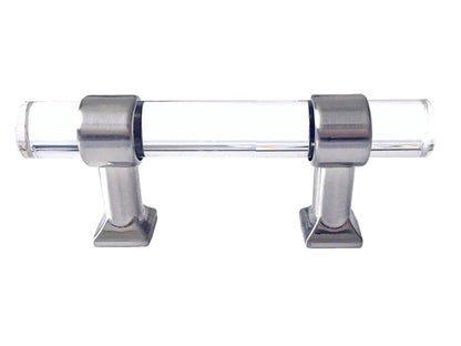 Acrylic Brushed Nickel Steel Drawer Pulls, Lucite Cabinet Handles