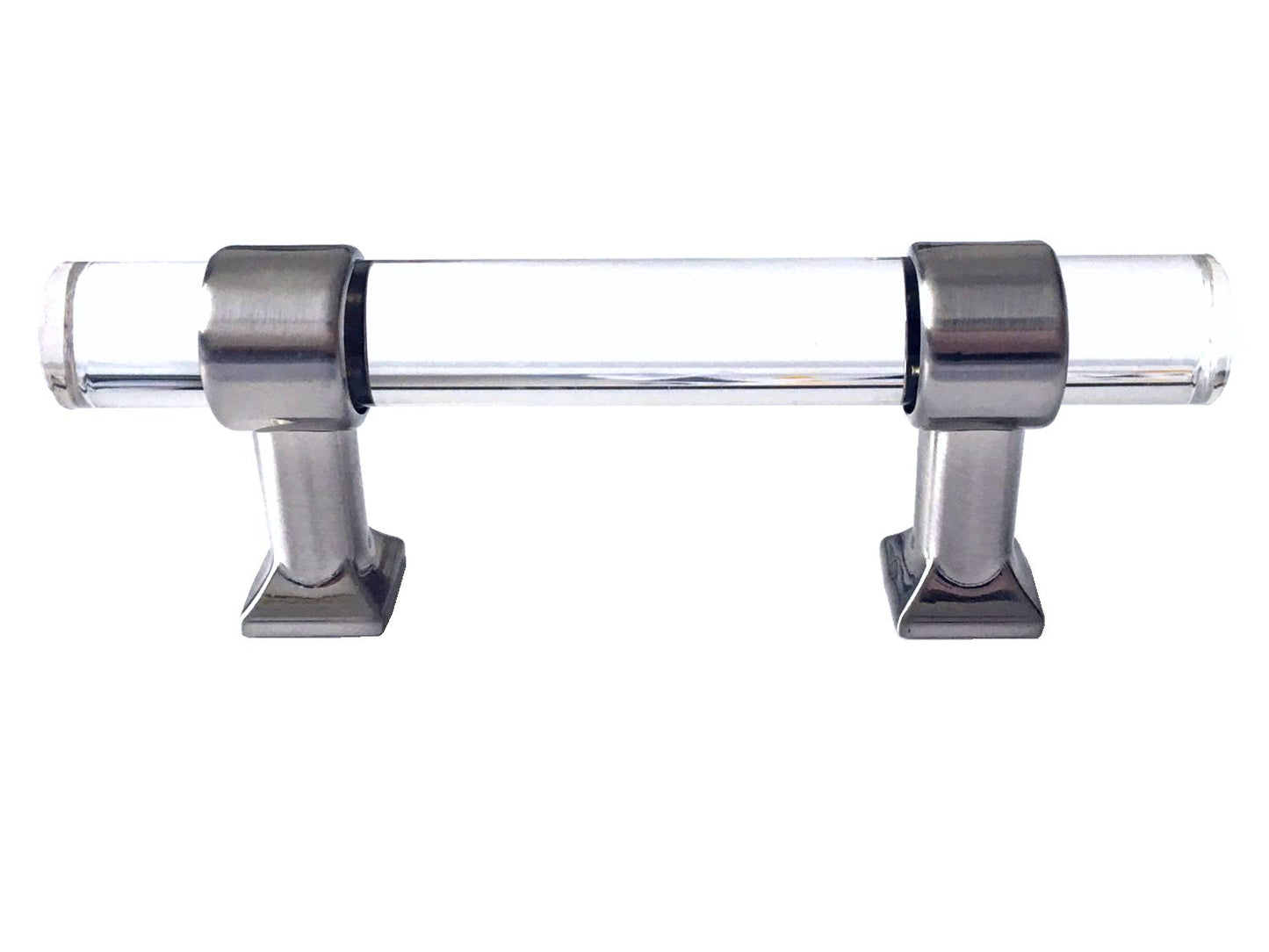 Acrylic Brushed Nickel Steel Drawer Pulls, Lucite Cabinet Handles