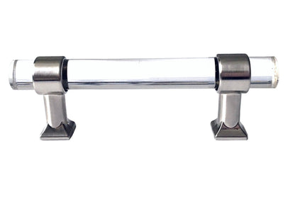 Acrylic Brushed Nickel Steel Drawer Pulls, Lucite Cabinet Handles