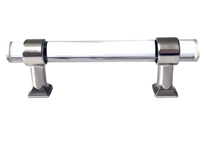 Acrylic Brushed Nickel Steel Drawer Pulls, Lucite Cabinet Handles