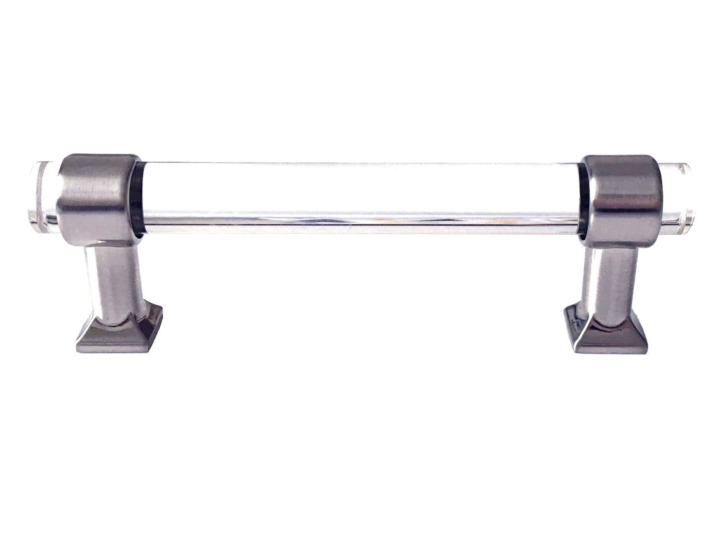 Acrylic Brushed Nickel Steel Drawer Pulls, Lucite Cabinet Handles