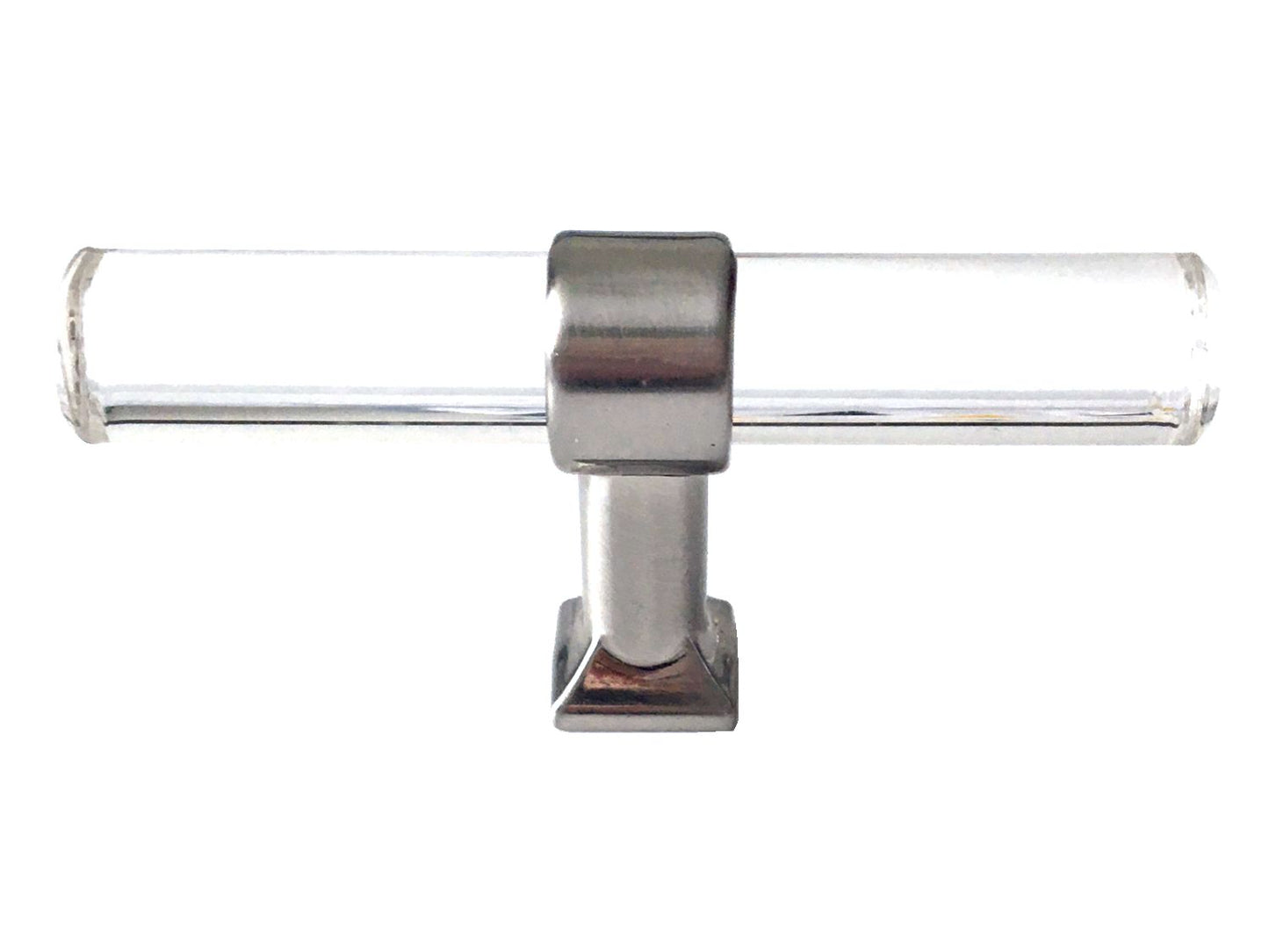 Acrylic Brushed Nickel Steel Drawer Pulls, Lucite Cabinet Handles