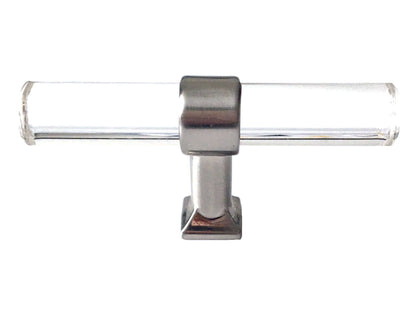 Acrylic Brushed Nickel Steel Drawer Pulls, Lucite Cabinet Handles