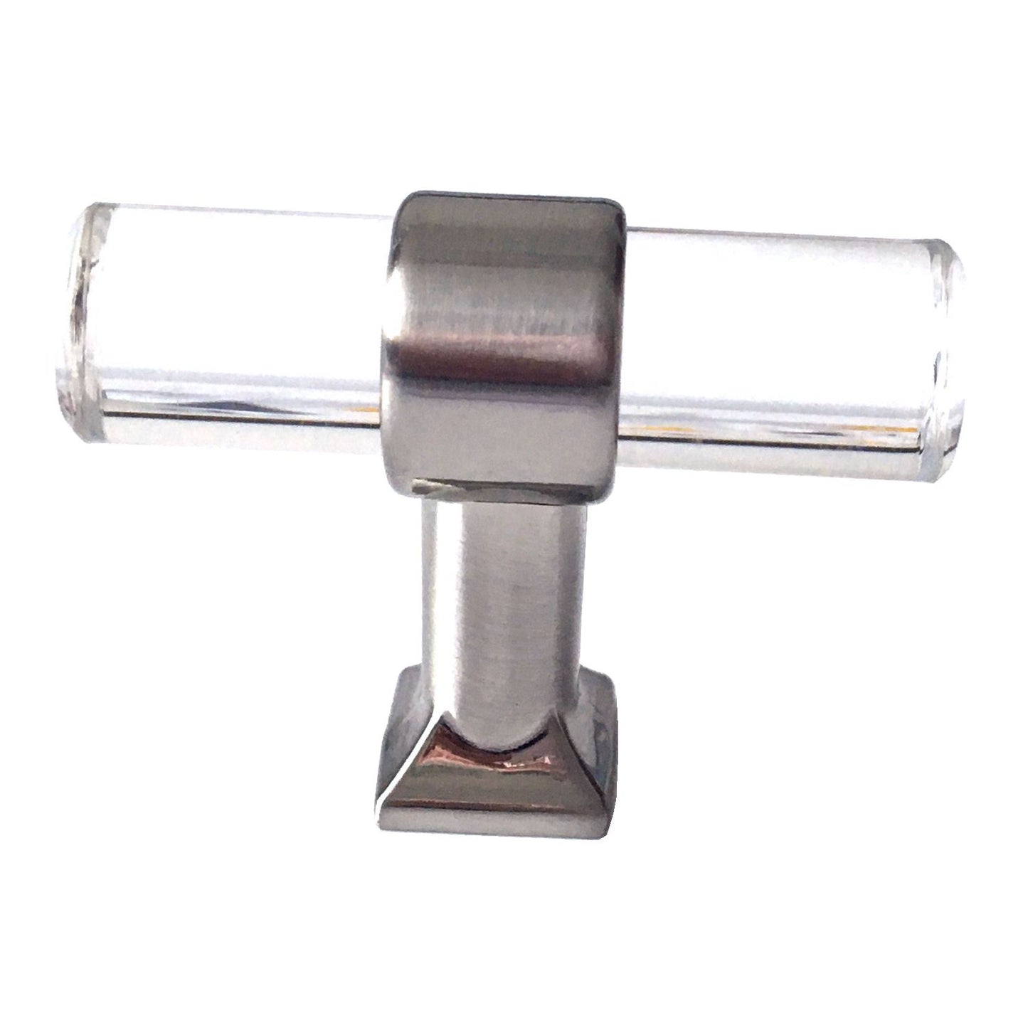 Acrylic Brushed Nickel Steel Drawer Pulls, Lucite Cabinet Handles
