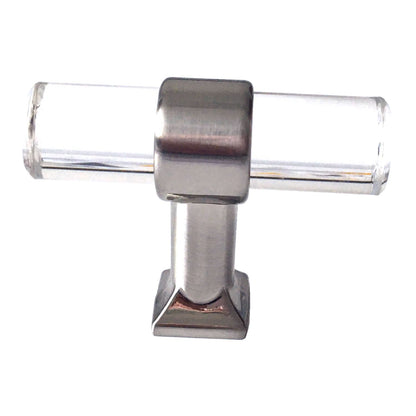 Acrylic Brushed Nickel Steel Drawer Pulls, Lucite Cabinet Handles