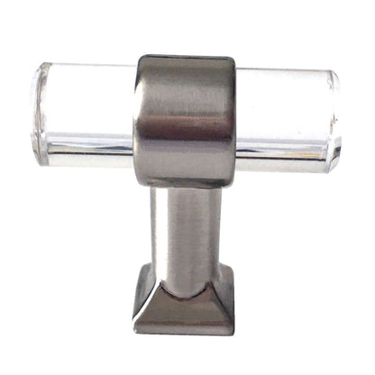 Acrylic Brushed Nickel Steel Drawer Pulls, Lucite Cabinet Handles