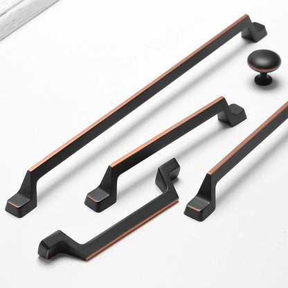 Cabinet Pulls, Matte Black with Copper Highlights, MCM Retro Kitchen Hardware