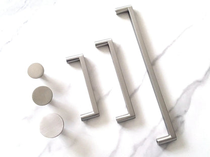 Minimalist Brushed Nickel Cabinet Bar Pulls, Wardrobe Handles, 96 128 224 mm Centers