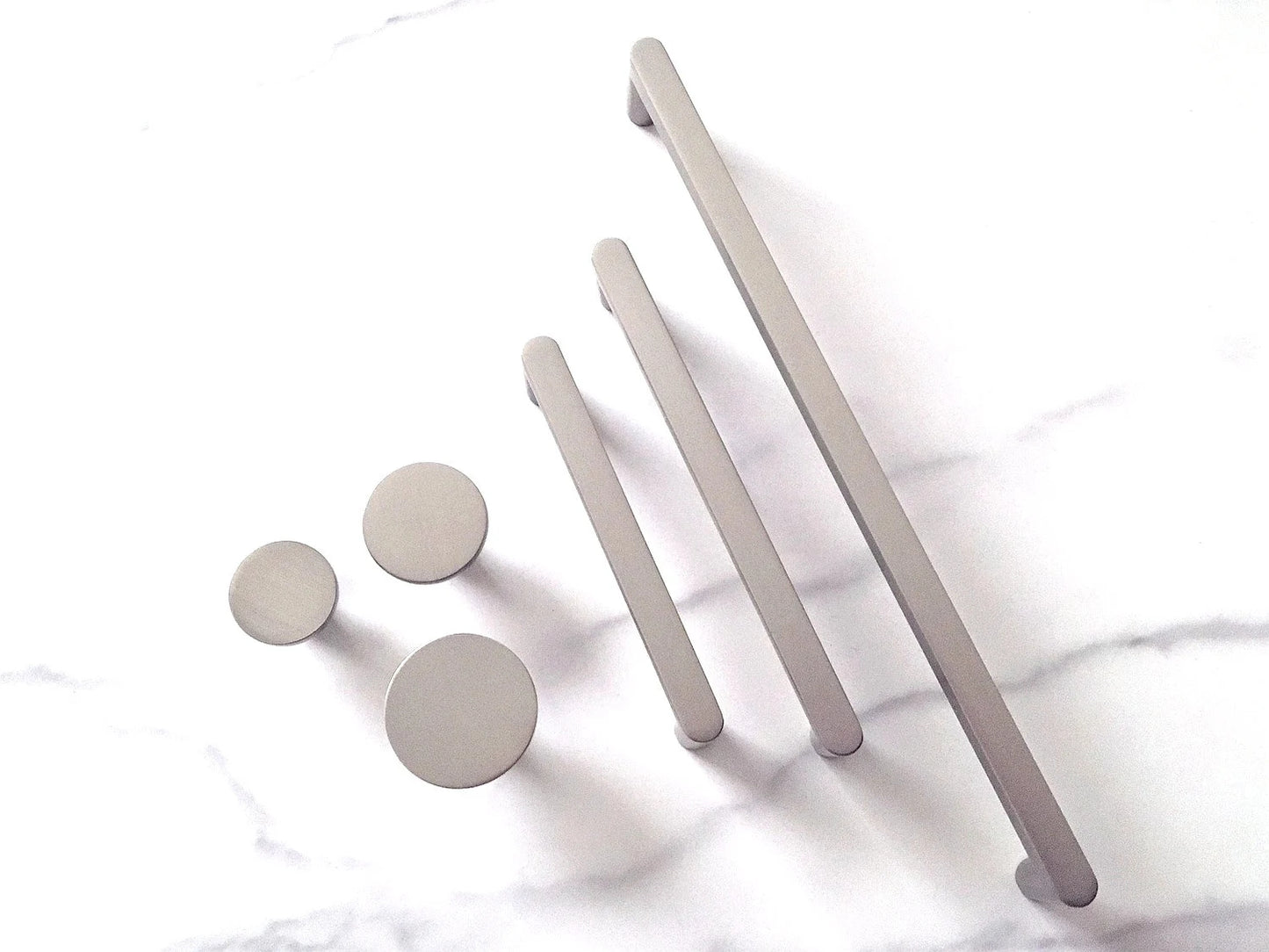 Minimalist Brushed Nickel Cabinet Bar Pulls, Wardrobe Handles, 96 128 224 mm Centers