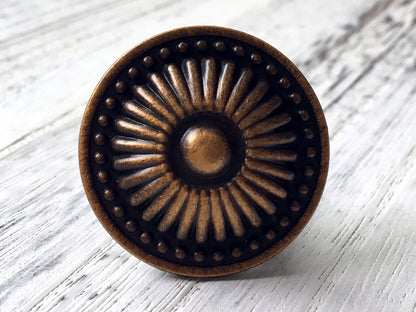 2.5" 3.75" Leafy Drawer Pull Handles, Antique Brass Copper, French Provincial Hardware 64 96 mm