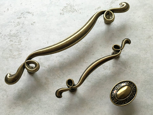 3.25" 6" Dresser Drawer Pulls, Antique Bronze, Oval Cabinet Knob, Vintage Furniture Hardware