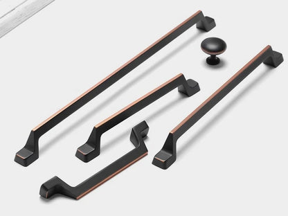 Cabinet Pulls, Matte Black with Copper Highlights, MCM Retro Kitchen Hardware
