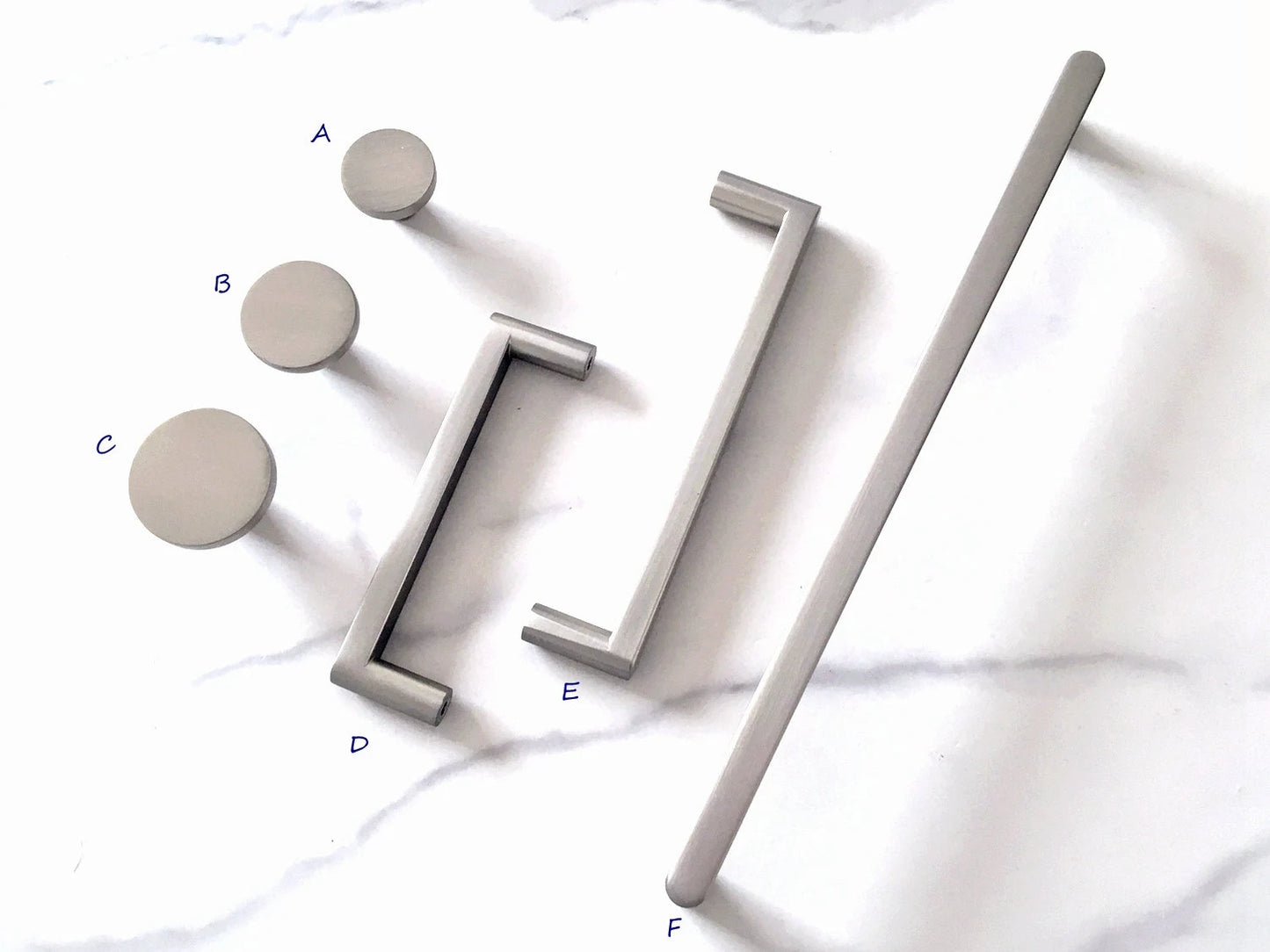 Minimalist Brushed Nickel Cabinet Bar Pulls, Wardrobe Handles, 96 128 224 mm Centers