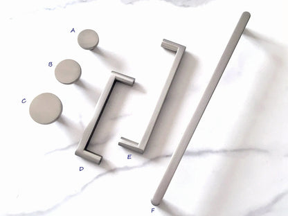 Minimalist Brushed Nickel Cabinet Bar Pulls, Wardrobe Handles, 96 128 224 mm Centers