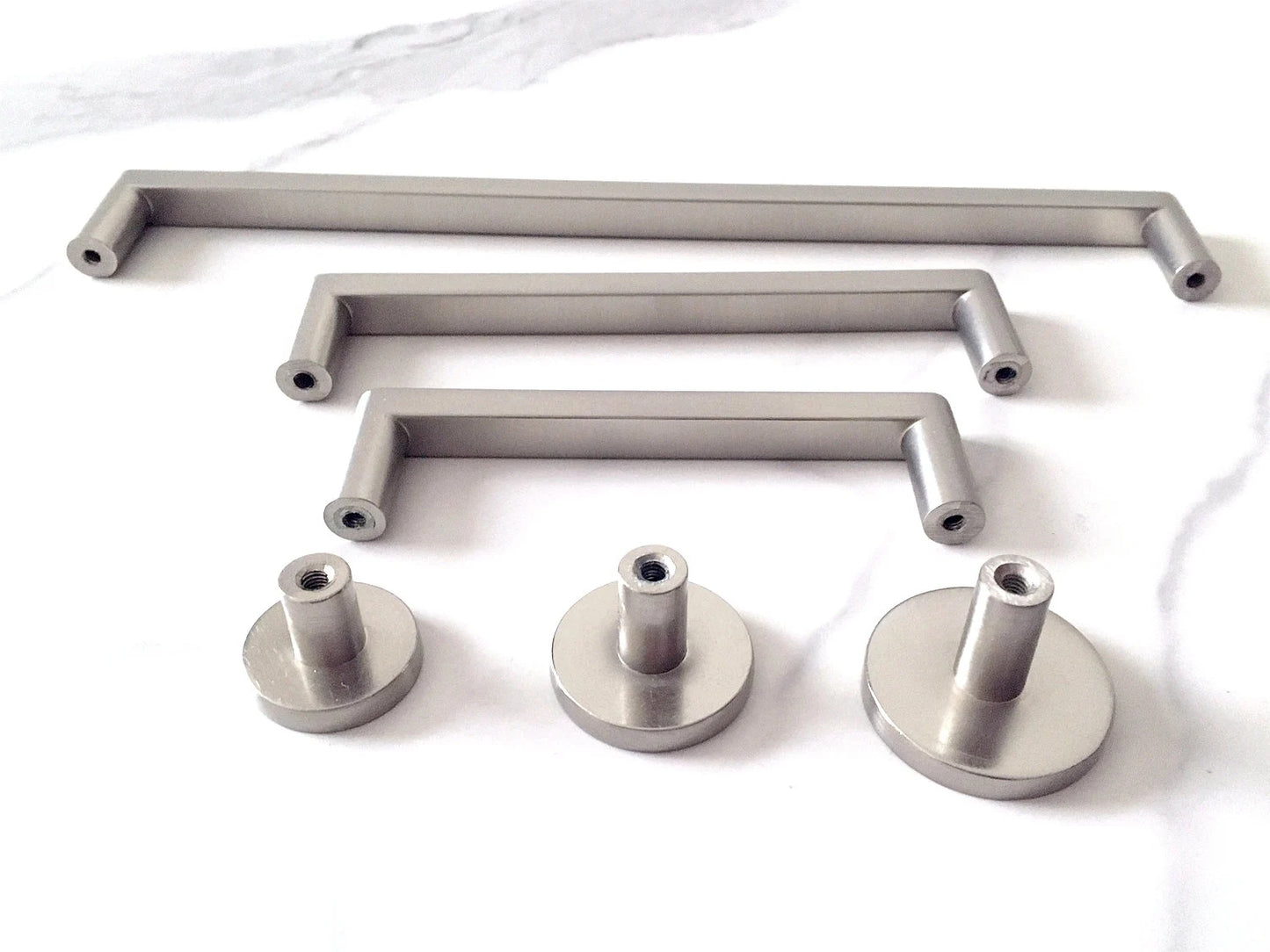 Minimalist Brushed Nickel Cabinet Bar Pulls, Wardrobe Handles, 96 128 224 mm Centers