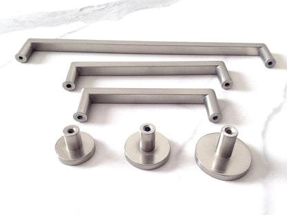 Minimalist Brushed Nickel Cabinet Bar Pulls, Wardrobe Handles, 96 128 224 mm Centers