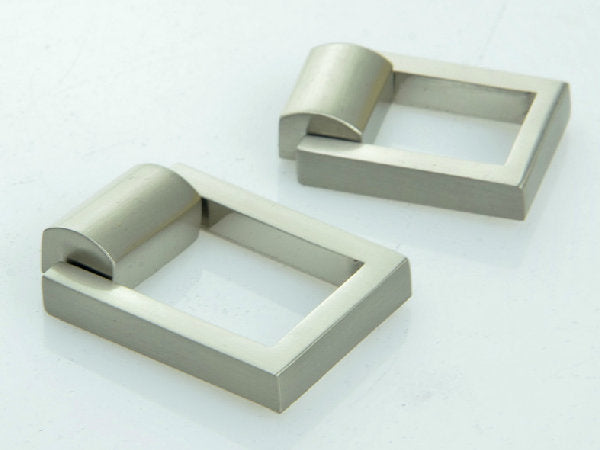 Small Nickel Square Drop Ring Drawer Pulls