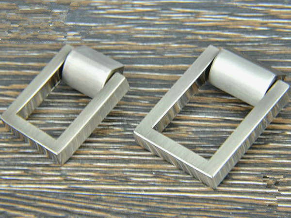 Small Nickel Square Drop Ring Drawer Pulls