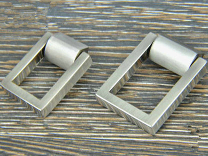 Small Nickel Square Drop Ring Drawer Pulls