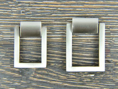 Small Nickel Square Drop Ring Drawer Pulls