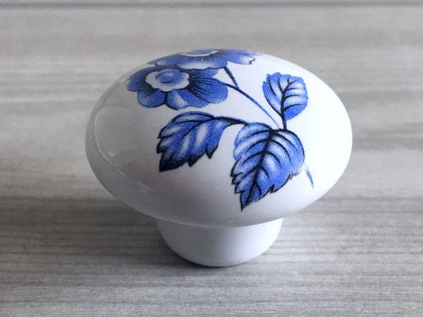 Blue Flower Knobs Drawer Pull, Cabinet Door Knob, Kitchen Hardware