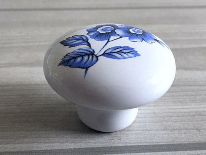 Blue Flower Knobs Drawer Pull, Cabinet Door Knob, Kitchen Hardware