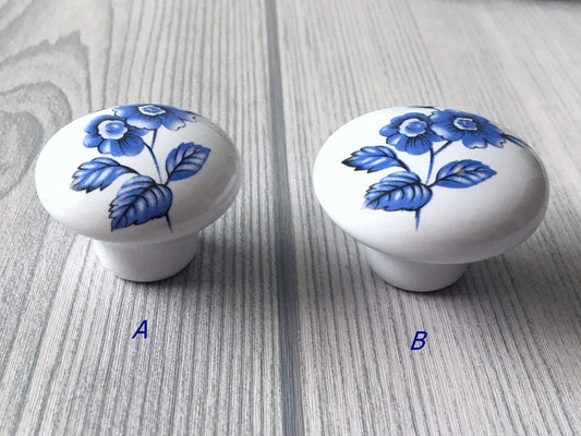 Drawer Pull Handles Blue Floral White Cabinet Knobs Lynns Hardware