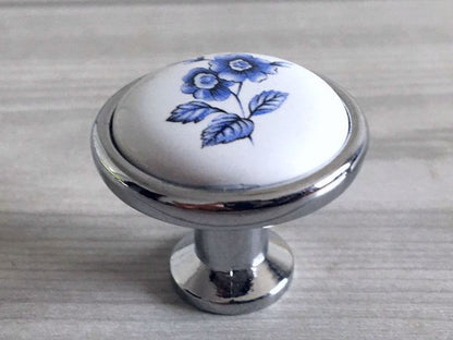 Blue Flower Knobs Drawer Pull, Cabinet Door Knob, Kitchen Hardware