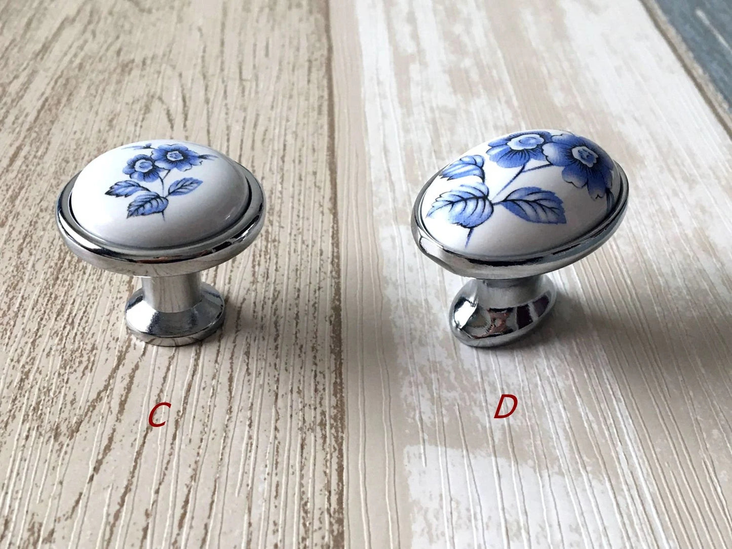 Poignées de tiroir bleues et blanches pour armoires 76 96 128 160 192 mm