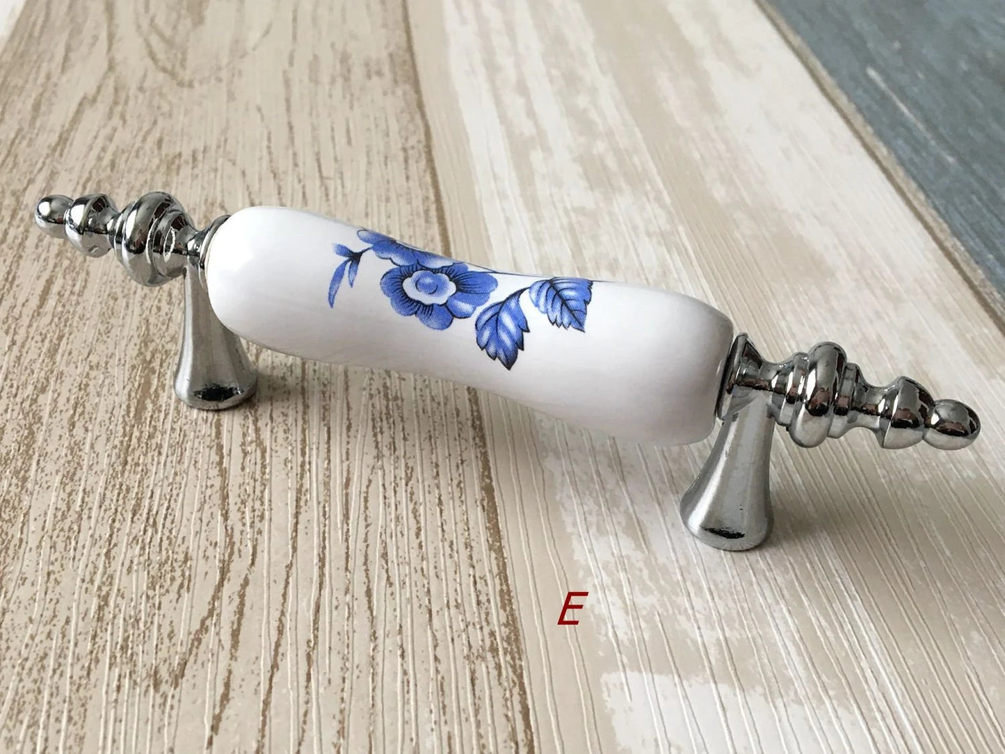Poignées de tiroir bleues et blanches pour armoires 76 96 128 160 192 mm