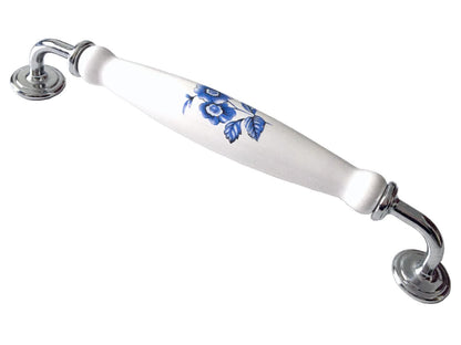 Poignées de tiroir bleues et blanches pour armoires 76 96 128 160 192 mm