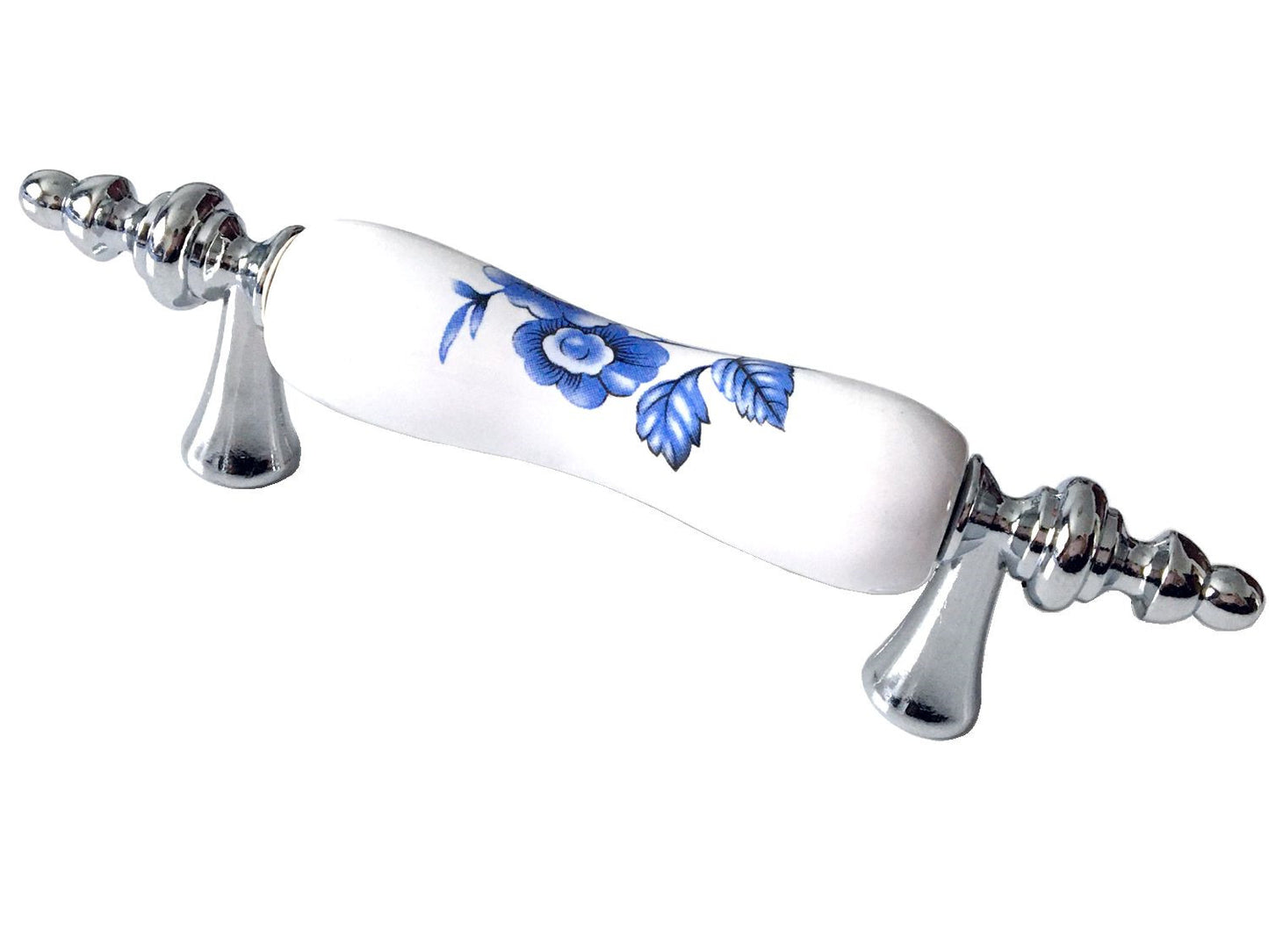 Poignées de tiroir bleues et blanches pour armoires 76 96 128 160 192 mm