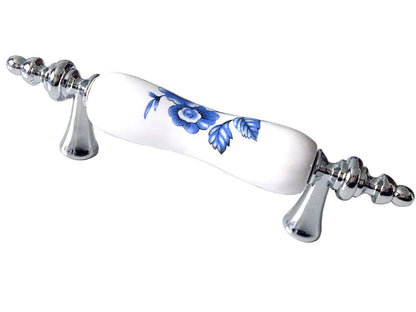 Poignées de tiroir bleues et blanches pour armoires 76 96 128 160 192 mm
