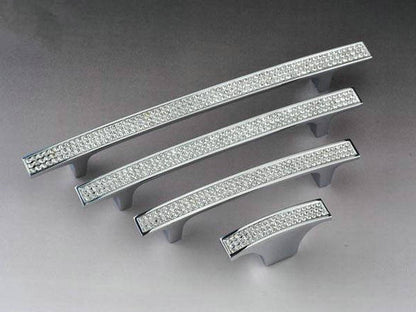 Crystal Drawer Pulls, Rhinestone Cabinet Handles, Polished Chrome, 3.75", 5", 6.25" Center