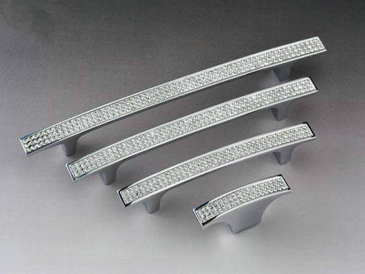 Crystal Drawer Pulls, Rhinestone Cabinet Handles, Polished Chrome, 3.75", 5", 6.25" Center
