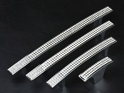 Crystal Drawer Pulls, Rhinestone Cabinet Handles, Polished Chrome, 3.75", 5", 6.25" Center