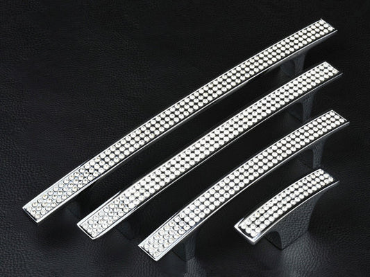 Crystal Drawer Pulls, Rhinestone Cabinet Handles, Polished Chrome, 3.75", 5", 6.25" Center