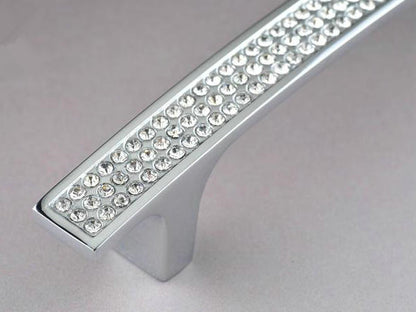 Crystal Drawer Pulls, Rhinestone Cabinet Handles, Polished Chrome, 3.75", 5", 6.25" Center