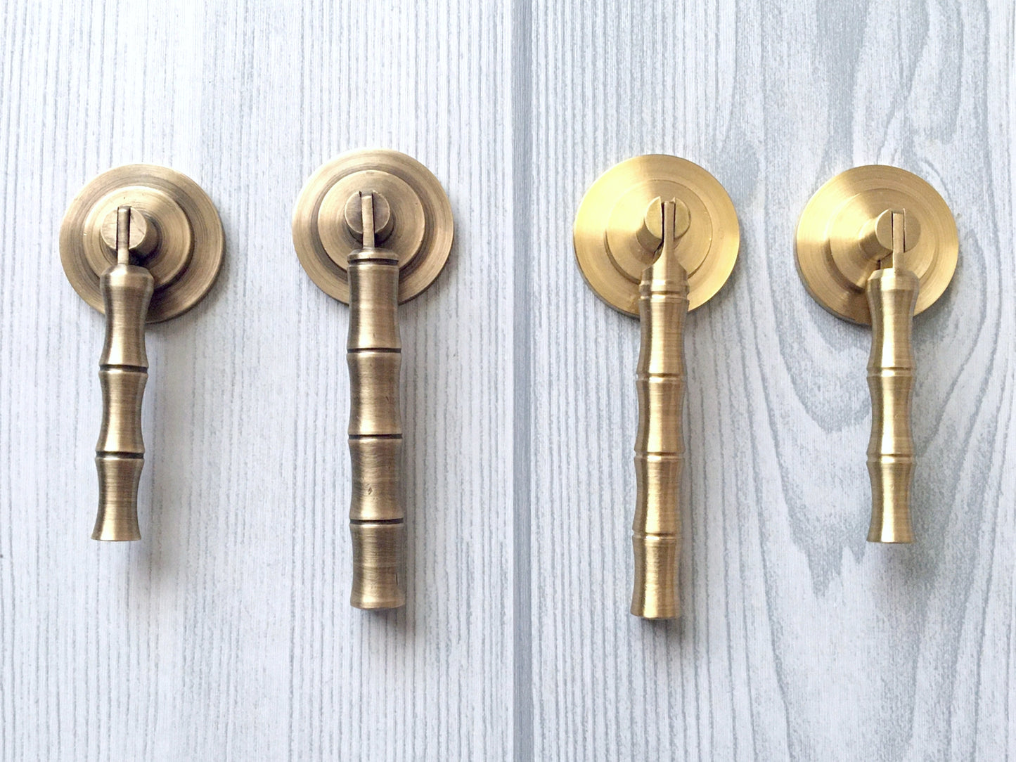 Brass Bamboo Drop Pull, Pendent Drawer Knob, Brushed Brass, Antique Bronze