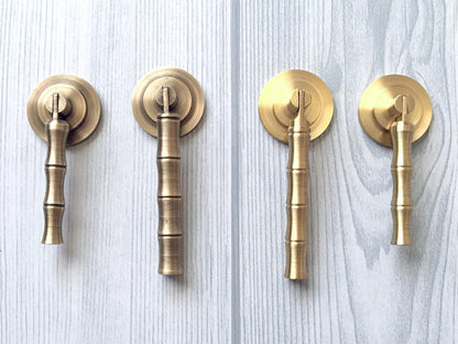 Brass Bamboo Drop Pull, Pendent Drawer Knob, Brushed Brass, Antique Bronze