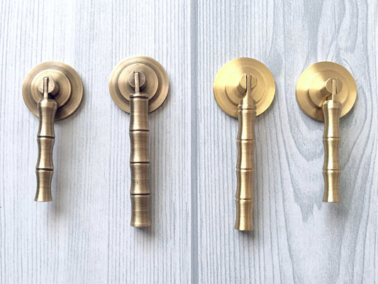 Brass Bamboo Drop Pull, Pendent Drawer Knob, Brushed Brass, Antique Bronze