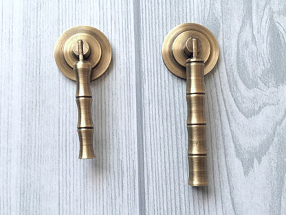 Brass Bamboo Drop Pull, Pendent Drawer Knob, Brushed Brass, Antique Bronze
