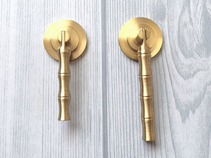 Brass Bamboo Drop Pull, Pendent Drawer Knob, Brushed Brass, Antique Bronze