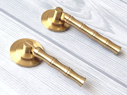 Brass Bamboo Drop Pull, Pendent Drawer Knob, Brushed Brass, Antique Bronze