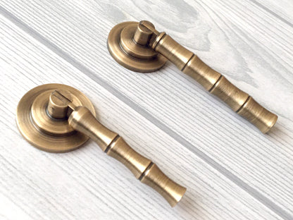 Brass Bamboo Drop Pull, Pendent Drawer Knob, Brushed Brass, Antique Bronze