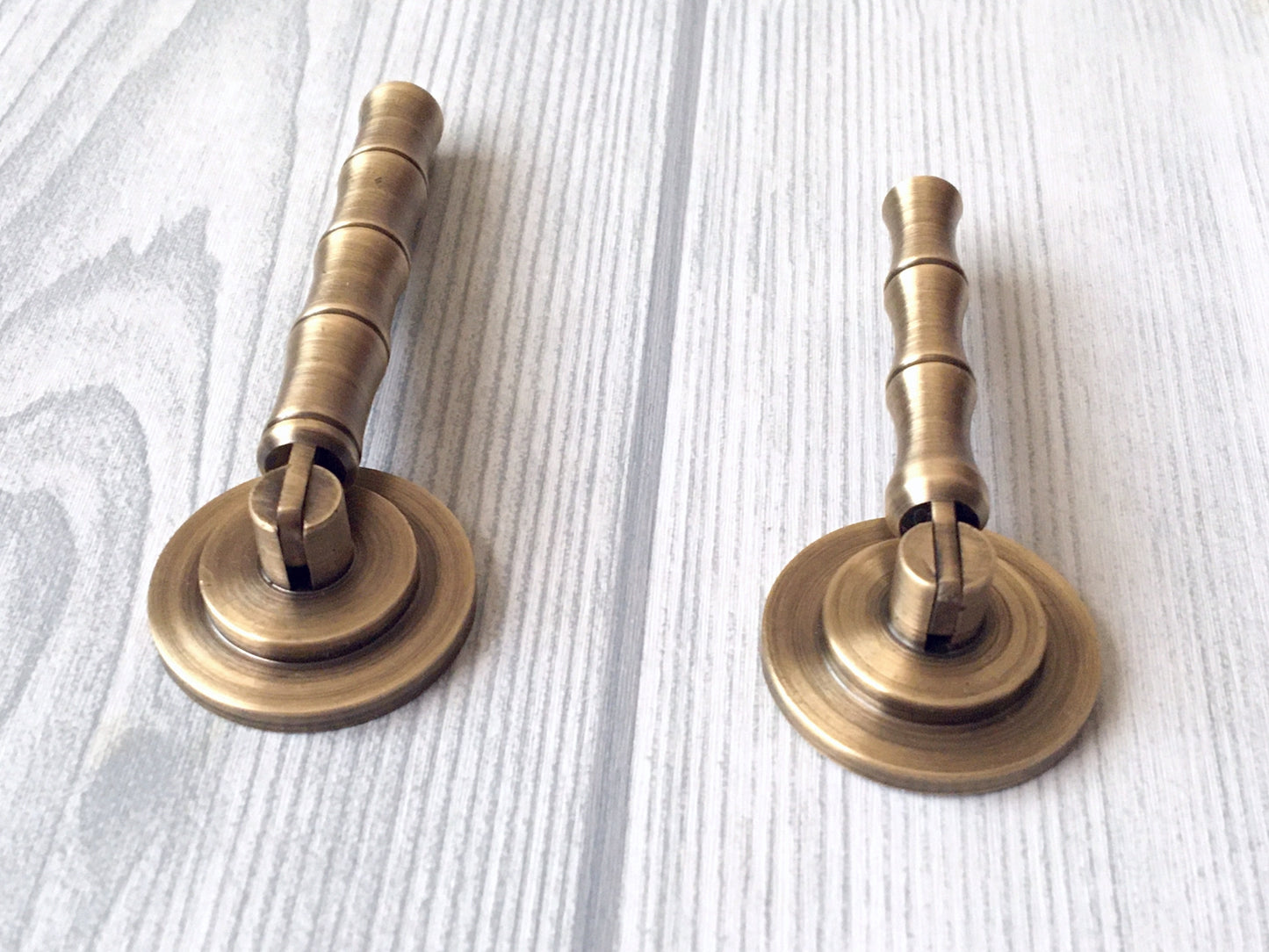 Brass Bamboo Drop Pull, Pendent Drawer Knob, Brushed Brass, Antique Bronze