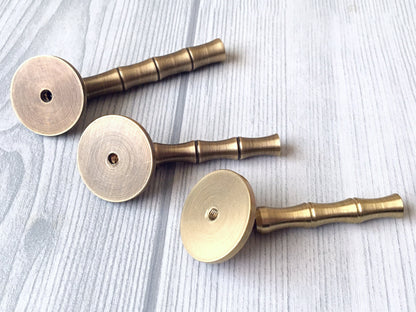 Brass Bamboo Drop Pull, Pendent Drawer Knob, Brushed Brass, Antique Bronze