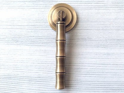 Brass Bamboo Drop Pull, Pendent Drawer Knob, Brushed Brass, Antique Bronze