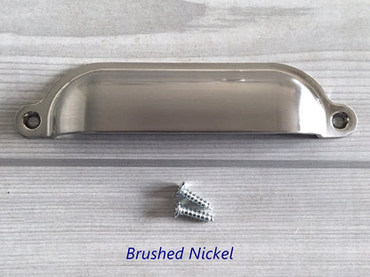 4.75" Cup Drawer Pull, Bin Dresser Handle, Bronze Black Nickel Chrome Silver, Kitchen Cabinet Hardware 4 3/4"