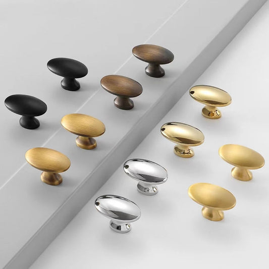 Ovale Knöpfe Massiv Messing Schubladengriff Minimalistisch Modern Schrankknopf 